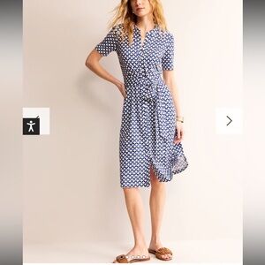 Boden Julia Short Sleeve Shirt Dress Ivory, Diamond Terrace 4P NWT